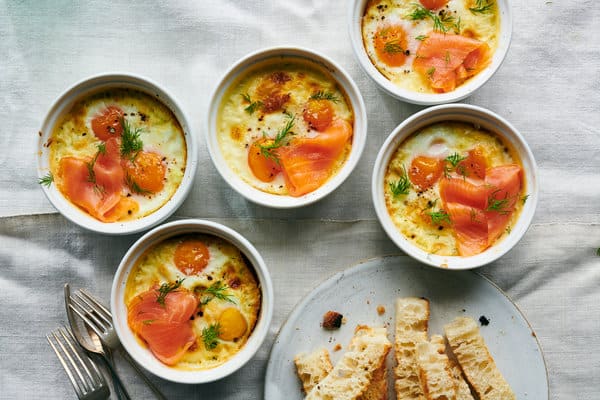 baked egss and snoked salmon