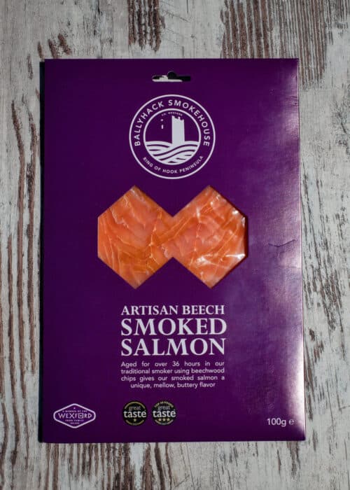 Artisan smoked salmon in packaging