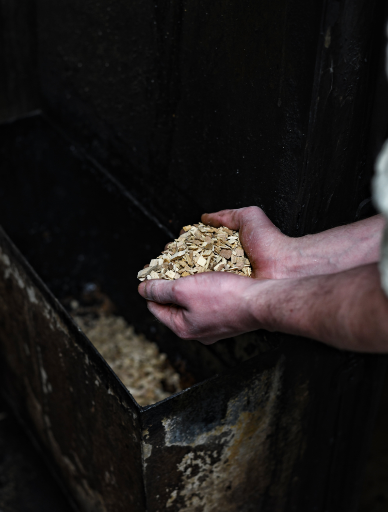 Woodchips in smoker